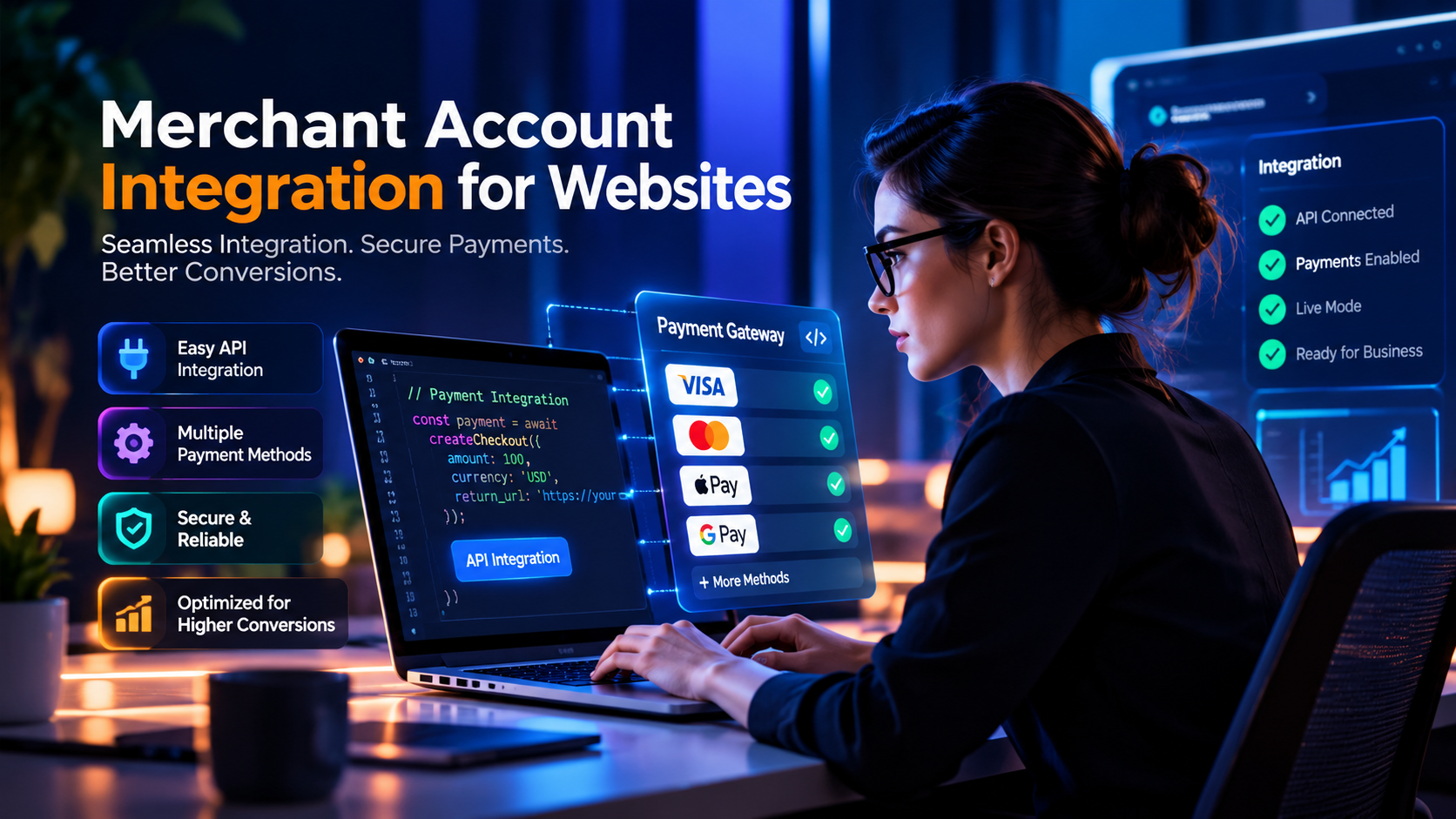 Merchant account integration for websites
