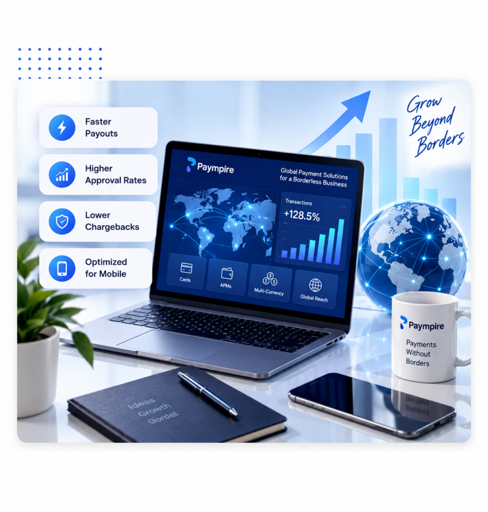 Paympire worldwide card processing dashboard with payment analytics